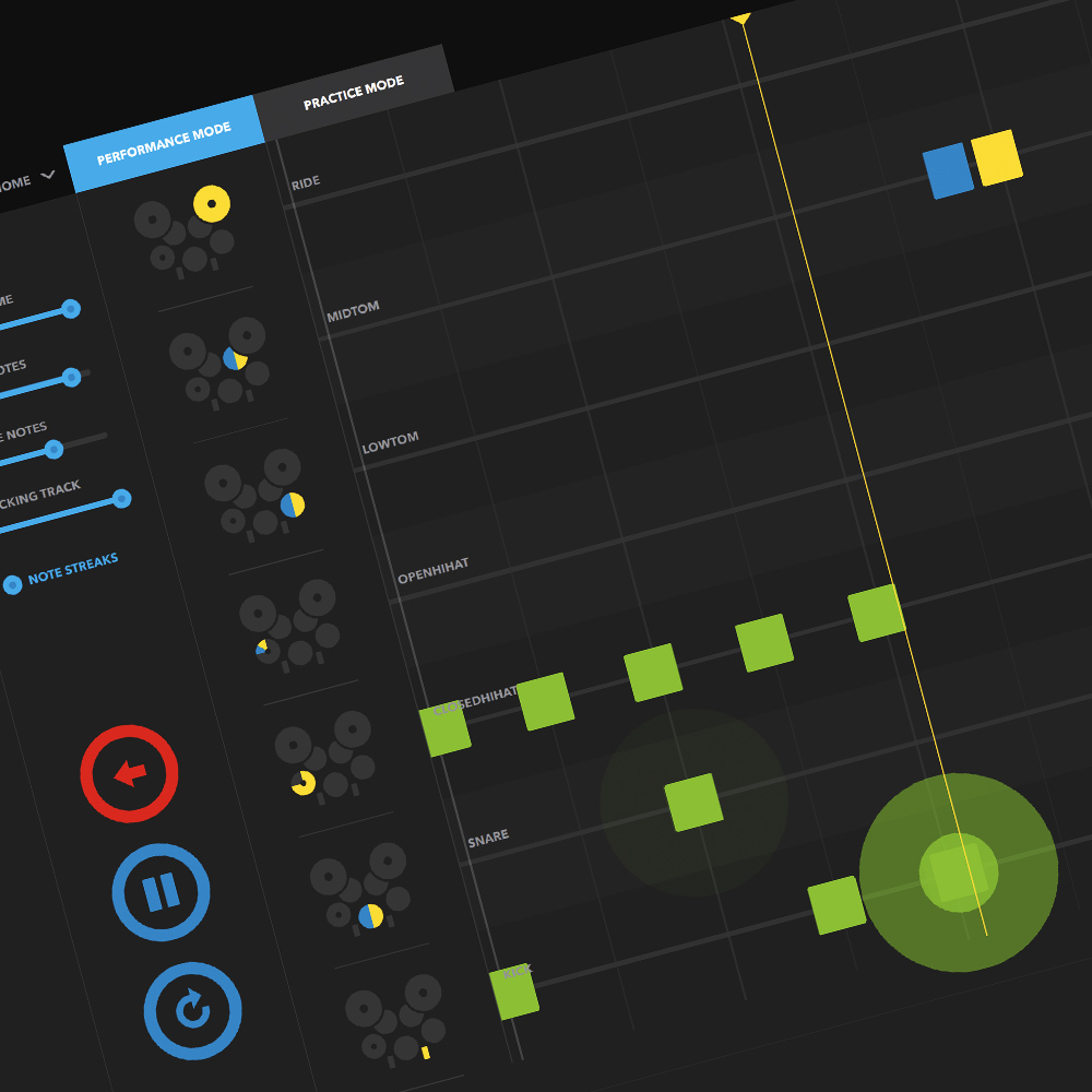 Mix the tracks you know with a whole new, fun way of learning the drums.